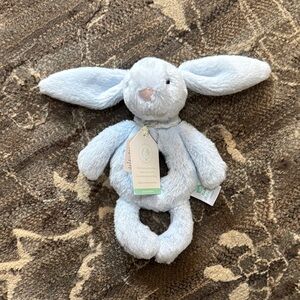 Jelly Cat Plush Bunny Rattle Toy - Light Blue NWT